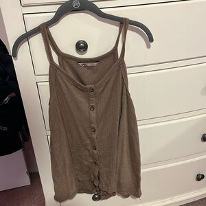 Brown button down tank top